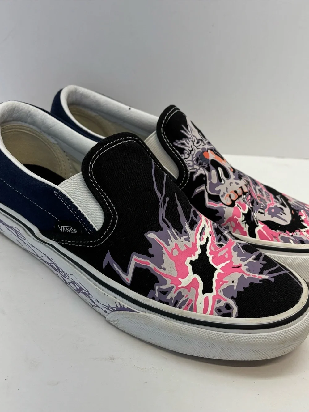 Vans Zap Skull Classic Slip On Glow In Dark Sneakers Shoes Black Men 6/W 7.5